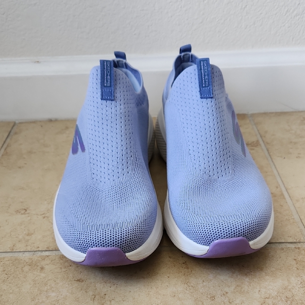 Skechers Women's Light Blue Slip-On Sneakers - Picture 4 of 16